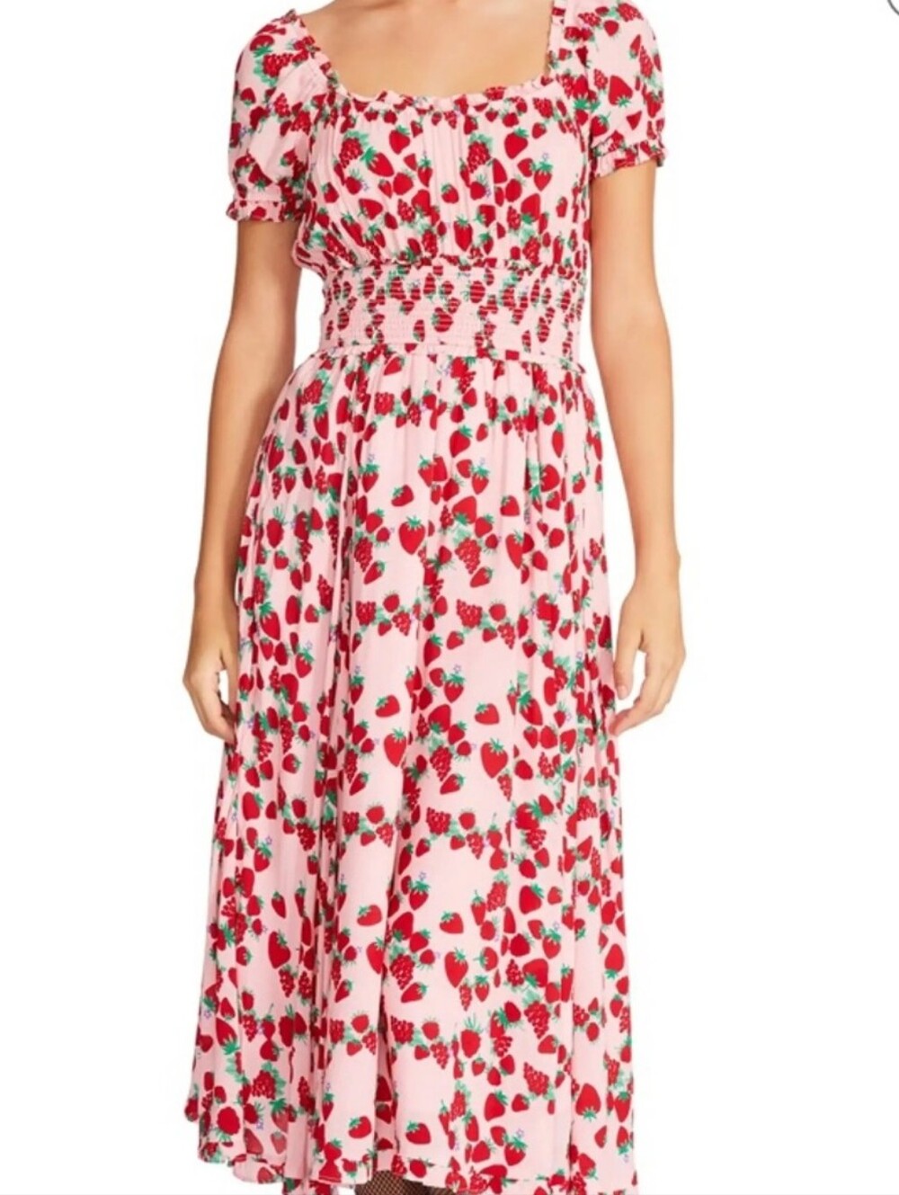 Betsey Johnson Midi Strawberry Fields Dress Size Medium